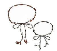 ILuvatar Women's Bohemian Style Rope Braid Waist Belt U33, Coffee+black, 170 cm