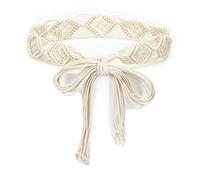ILuvatar Women's Bohemian Style Rope Braid Waist Belt U33, White, 170 cm