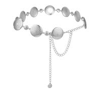 ILuvatar Women's Metal Chain Dress Belt - Hollow Round Embossed Sweater-Decorated Chunky Waist Belt with a Rustic Style and Vintage Silver Fashion in the Western Cowboy Aesthetic