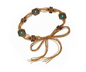 ILuvatar Women's tassel knotted belt Metal wide belt U11 Women's Bohemian Style Rope Braid Waist