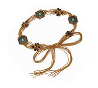 ILuvatar Women's tassel knotted belt Metal wide belt U11 Women's Bohemian Style Rope Braid Waist, Brown, 170 cm