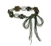 ILuvatar Women's tassel knotted belt Metal wide belt U11 Women's Bohemian Style Rope Braid Waist, Olive Green, 175 cm