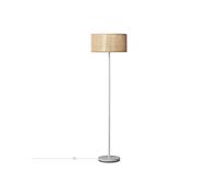Iluzzia Baracoa Single Light Rattan Floor Lamp In White Finish With Natural Rattan Shade