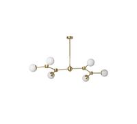 Iluzzia Moonlight 6 Light Multi Arm Semi Flush Ceiling Fitting In Gold Finish With Opal Glass