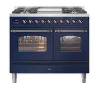 ILVE Milano 100cm Double Oven Range Cooker with 4 Gas Burners & Frytop - Midnight Blue
