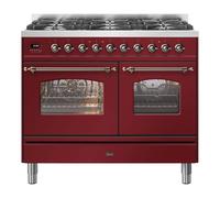 ILVE Milano 100cm Double Oven Range Cooker with 6 Gas Burners - Burgundy Red
