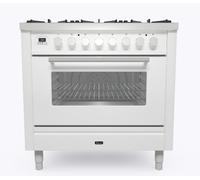 Ilve Roma P096WE3WH 90cm Wide White Dual Fuel Freestanding Range Cooker