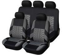 ILWIYRHNL Car Seat Covers Full Set for BMW 3 Series Sedan E21 E30 E36 E46 E90 F30 G20 G28, 3D Embossed Tire Track Design Universal Fit Breathable Polyester Automotive Seat Protectors,A