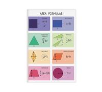 ILXTJHSDRYH Area Formula, Geometric Shapes, Educational Mathematics, Rainbow Colors, 2 Canvas Modern Poster Wall Art Decor Prints Paintings Living Room Bedroom Decor 24x36inch(60x90cm)
