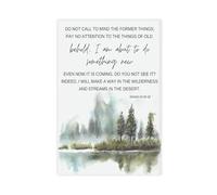 ILXTJHSDRYH Because I Am About to Do A New Thing, Bible Verses, Christian Gifts, Watercolor Landscape Evergreens Canvas Poster Wall Art Bedroom Office Kitchen Decor Gifts 12x18inch(30x45cm)