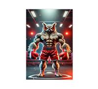 ILXTJHSDRYH Boxing Owl A Battle of Wisdom And Strength Canvas Art Wall Decor Posters Home Bar Restaurant Garage Cafe Logo Gifts 20x30inch(50x75cm)