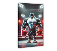 ILXTJHSDRYH Boxing Penguin The Powerful Attack of The Polar Fighter Canvas Art Wall Decor Posters Home Bar Restaurant Garage Cafe Logo Gifts 12x18inch(30x45cm)