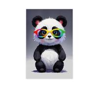 ILXTJHSDRYH Funny Giant Pandas, Watercolor Illustration of Giant Pandas Wearing Colorful Glasses Canvas Poster Wall Art Bedroom Office Kitchen Decor Gifts 20x30inch(50x75cm)
