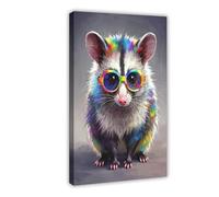 ILXTJHSDRYH Funny Possums, Possums Wearing Colorful Glasses Canvas Poster Wall Art Bedroom Office Kitchen Decor Gifts 16x24inch(40x60cm)