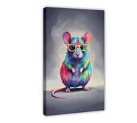 ILXTJHSDRYH Funny Possums, Watercolor Illustration of Possums Wearing Colorful Glasses Canvas Art Wall Decor Posters Home Bar Restaurant Garage Cafe Logo Gifts 24x36inch(60x90cm)
