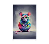 ILXTJHSDRYH Funny Possums, Watercolor Illustration of Possums Wearing Colorful Glasses Canvas Wall Art Posters And Prints Room Aesthetic Bedroom Office Decor 12x18inch(30x45cm)