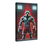 ILXTJHSDRYH King of Boxing The Ultimate Showdown of The Red Flame Fighting Dogs Canvas Poster Wall Art Bedroom Office Kitchen Decor Gifts 24x36inch(60x90cm)