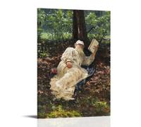 Ilya Repin Leo Tolstoy on Vacation in The Forest Canvas Print Wall Decor 24x36inch