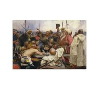 Ilya Yefimovich Repin-The Zaporozhian Cossacks Write A Letter to The Turkish Sultan Outstanding Works Poster Home Decor Wall Art Hanging Picture Print Bedroom Decorative Paintings Room Aesthetic 08x12