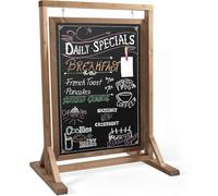 Ilyapa Rustic Double Sided Swinging Chalkboard Sidewalk Sign - Barnwood Magnetic A Frame Alternative Menu Board Sandwich Board Message Sign, Modern Vintage Freestanding Sandwich Sign for Restaurant