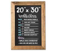 Ilyapa Rustic Wooden Magnetic Kitchen Chalkboard Sign - 20x30 Inch Brown Framed Wall Hanging Chalk Board for Farmhouse Decor, Wedding, Restaurant Menu