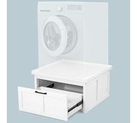 Ilyapa Washer & Dryer Pedestal Stand with Drawer, 28x28x16 Inch, Universal | Laundry Riser Base, Compatible with Samsung, LG, GE, Maytag & More, Storage Drawer Included, Solid Wood Construction