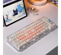ILYCHEEGAMI PBT Keycap MOA Rice White Light Pink Strawberry Cat Cute Dye Sublimation Mechanical Keyboard Keycap (MOA-Strawberry Cat)