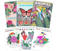 Ilyever 3 Pack Color by Number,Stress Relief Coloring Books for Adults,Spiral Bound Coloring Books for Women,Include 60 Patterns of Butterfly, Flowers,Animals for Adult Relaxation