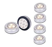 Ilyever 6 Pack Warm LED Battery-Powered Wireless Night Light Stick Tap Touch Lamp Stick-on Push Light for Closets, Cabinets, Counters, or Utility Rooms,Cordless Touch Light