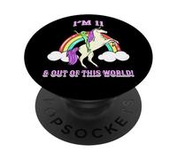 I'm 11 & Out Of This World Alien Unicorn Party PopSockets Adhesive PopGrip
