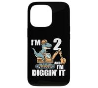 Im 2 And Diggin It Dino Excavator 2nd Birthday Trex Boys Kid Case for iPhone 13 Pro