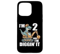 Im 2 And Diggin It Dino Excavator 2nd Birthday Trex Boys Kid Case for iPhone 15 Pro Max