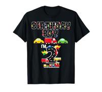 I'm 2 Birthday Boy 2nd Bday Road Trains Cars Trucks Number T-Shirt