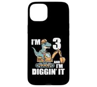 Im 3 And Diggin It Dino Excavator 3rd Birthday Trex Boys Kid Case for iPhone 15 Plus