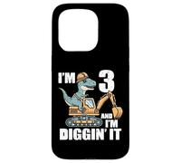 Im 3 And Diggin It Dino Excavator 3rd Birthday Trex Boys Kid Case for iPhone 15 Pro