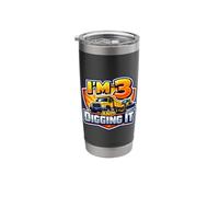 I'm 3 and Digging It Boys 3rd Birthday Construction Truck Stainless Steel Insulated Tumbler