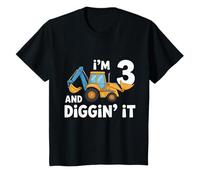 I'm 3 and Digging It Cute Construction Tractor Birthday Kids T-Shirt