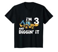I'm 3 and Digging It Cute Construction Tractor Birthday Kids T-Shirt