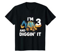 I'm 3 and Digging It Cute Construction Tractor Birthday Kids T-Shirt