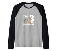 IM 3 and Digging IT Excavator 3rd Birthday Raglan Baseball Tee