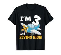 I'm 3 and Flying High 3rd Birthday Boy Airplane Pilot Party T-Shirt