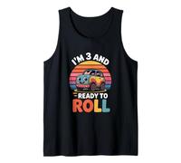 Im 3 and Ready to Roll Toddler Car Third Birthday Tank Top