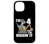 Im 4 And Diggin It Dino Excavator 4th Birthday Trex Boys Kid Case for iPhone 14