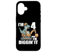 Im 4 And Diggin It Dino Excavator 4th Birthday Trex Boys Kid Case for iPhone 16