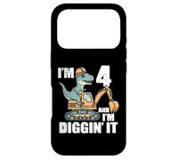 Im 4 And Diggin It Dino Excavator 4th Birthday Trex Boys Kid Case for iPhone 17 Pro