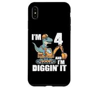 Im 4 And Diggin It Dino Excavator 4th Birthday Trex Boys Kid Case for iPhone XS Max