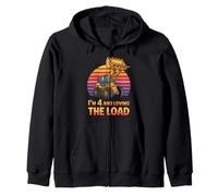 Im 4 And Loving The Load Construction Birthday Tractor Zip Hoodie