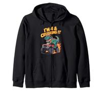 I'm 4 & Crushing It Dinosaur Monster Truck Zip Hoodie