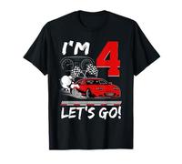 I'm 4 Let's Go Birthday Racing Car Theme 4th Party T-Shirt