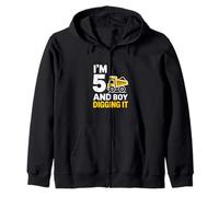 Im 5 And Boy Digging It Dump Truck Birthday Zip Hoodie